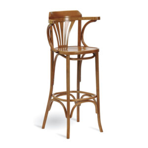 Taburete alto de madera maciza con asiento de madera chapado con aro color Nogal Claro | Moinde | comprar taburetes altos | sillas de rattan | sillones de madera
