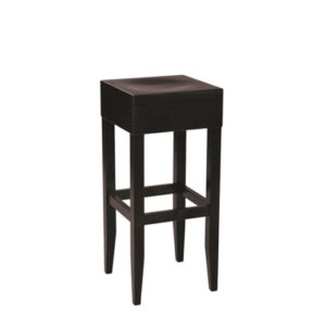 Taburete alto de madera maciza con asiento de madera chapado color Wengué | Moinde | comprar taburetes altos | sillas de rattan | sillones de madera