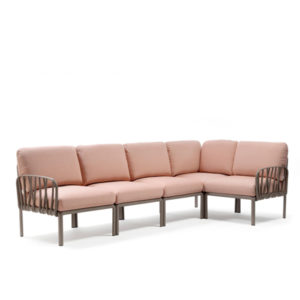 Modular de asientos con respaldo y apoyabrazos desmontables. Kit de 5 cojines de 5 plazas color Rosa quarzo | Sofá para bares | sofá para exteriores | sofá para terrazas | Sofá para bares| Sofás y puffs hostelería | sofás para cafeterías | sofás para restaurantes