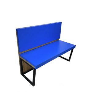 Bancada de madera azul con patas metálicas | bancada para bares | bancadas hostelería | bancada para cafeterías | bancada para restaurantes | Bancada interior restaurantes | Moinde