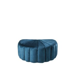 Puff Tapizado en terciopelo con detalle de agallones color Azul | Puff de madera | Puffs para bares | Puff para bares | Sofás y puffs hostelería | Puffs para cafeterías | Puffs para restaurantes