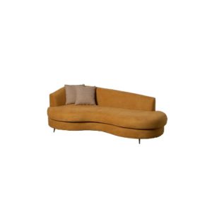 Asiento y respaldo tapizado en terciopelo color Mostaza | Sofá de madera | Sofás para bares | Sofá para bares| Sofás y puffs hostelería | sofás para bares | sofás para restaurantes