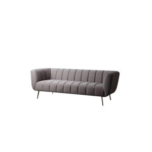 Asiento y respaldo tapizado en textil con detalle de agallones color Gris | Sofá de madera | Sofás para bares | Sofá para bares| Sofás y puffs hostelería | sofás para bares | sofás para restaurantes