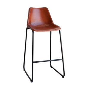 Taburetes de hostelería para interiores | taburete de hierro taburete alto de hierro, carcasa tapizada en piel color marrón | Moinde
