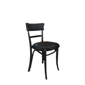 Silla de madera maciza con asiento de madera chapado con aro y respaldo con tachuelas color Nogal Oscuro | sillas hostelería | mobiliario para cafetería | taburetes altos para hostelería | lámparas para restaurantes