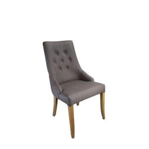 Silla de madera maciza con asiento y respaldo tapizado en tela con remates con tachuelas | sillas hostelería | mobiliario para cafetería | taburetes altos para hostelería | lámparas para restaurantes