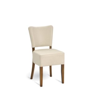 SILLA de MADERA MACIZA, Asiento y respaldo tapizado en polipiel color Blanco | Sillas de madera | Sillas de Madera para interior| Sillas hostelería | Sillas de madera maciza
