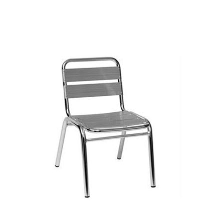 Silla de aluminio, Asiento y respaldo lamas aluminio color Aluminio Anonizado | Sillón de exterior para hostelería | Sillón hostelería | Mueble para hostelería en Madrid