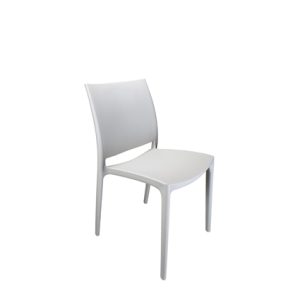 Silla monobloque de exterior de polipropileno en color gris| muebles para bares y restaurantes | sillones de metal | mobiliario hostelería