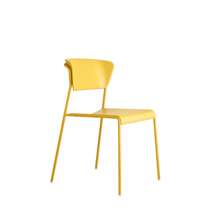 Silla de hierro con asiento y respaldo de polipropileno color Amarillo | sillas hostelería | mobiliario para cafetería | taburetes altos para hostelería | lámparas para restaurantes