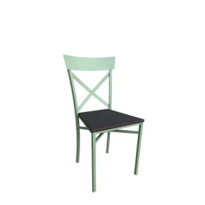 Sillas de metal para interior | Silla de hierro, Asiento de madera laminada de haya color Nogal Oscuro | Muebles para hostelería en Madrid Moinde