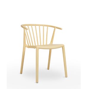 Sillas y sillones de exterior para hostelería | Sillas y sillones monobloque para exterior | Silla ecológica de polipropileno reciclado, color Amarillo Fuego | Sillas monoblock | Sillones monoblock