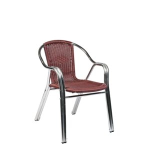 Sillón de aluminio, Asiento médula trenzada color burdeos | sillas para hostelería | sillas aluminio | sillas para exterior