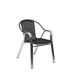 Sillón de aluminio, Asiento médula trenzada color negro | sillas para hostelería | sillas aluminio | sillas para exterior