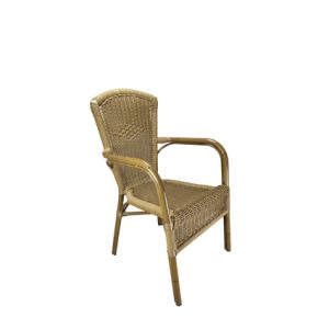 Sillón de aluminio con asiento y respaldo de médula color Marrón| muebles para bares y restaurantes | sillones de metal | mobiliario hostelería