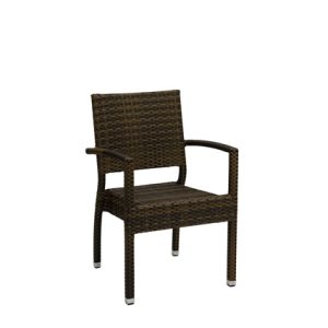 Sillón de aluminio con asiento y respaldo de médula color Chocolate| muebles para bares y restaurantes | sillones de metal | mobiliario hostelería