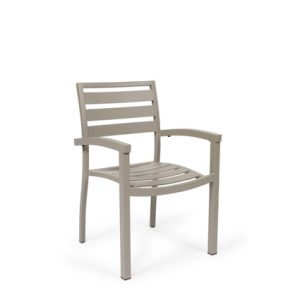 Sillón de exterior de aluminio con asiento y respaldo en lamas color Gris| muebles para bares y restaurantes | sillones de metal | mobiliario hostelería