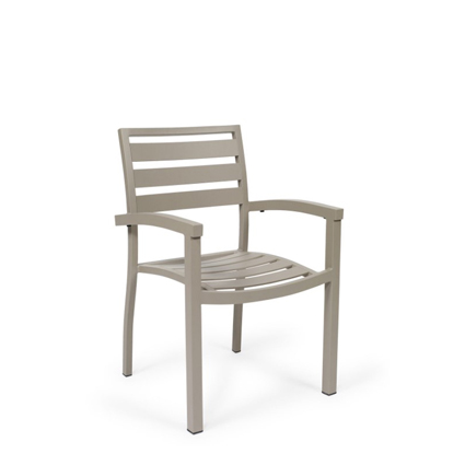 Sillón de exterior de aluminio con asiento y respaldo en lamas color Gris| muebles para bares y restaurantes | sillones de metal | mobiliario hostelería