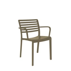 Sillón de polipropileno en color chocolate| muebles para bares y restaurantes | sillones de metal | mobiliario hostelería
