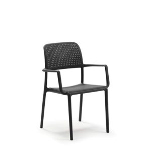 Sillón de polipropileno en color antracita| muebles para bares y restaurantes | sillones de metal | mobiliario hostelería