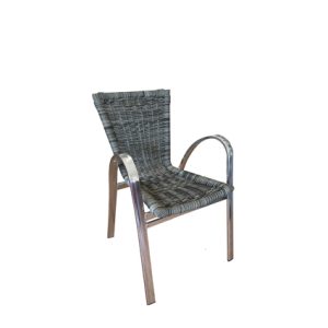 Sillón de aluminio con carcasa de médula trenzada color Blanco y Negro | mobiliario para restaurante | mobiliario para bares y restaurantes |sillones restaurante | venta de muebles para restaurantes