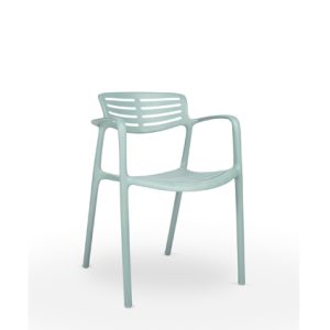 Sillas y sillones de exterior para hostelería | Sillas y sillones monobloque para exterior | Sillón ecológico de polipropileno reciclado, color Azul | Sillones monoblock