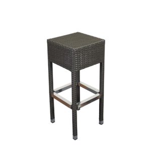 Taburete alto de aluminio | Asiento médula color Chocolate | Taburetes de Rattan para exterior | Taburete de exterior | Taburetes de exterior para hosteleria | Taburetes para restaurantes