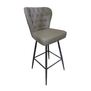 Taburete alto de hierro carcasa tapizada en polipiel con abotonado color Gris | Taburetes de metal para interior | Taburete alto de hierro | Taburetes tapizados | Taburetes para restaurantes