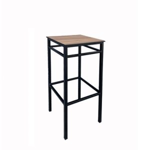 Taburete alto de hierro sin respaldo, tapa de estratificado fenólico color madera | Taburetes de metal para exterior | Taburete alto de hierro | Taburetes madera | Taburetes para restaurantes