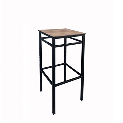 Taburete alto de hierro sin respaldo, tapa de estratificado fenólico color madera | Taburetes de metal para exterior | Taburete alto de hierro | Taburetes madera | Taburetes para restaurantes