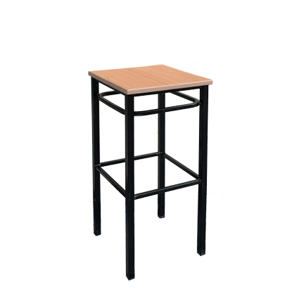 Taburete alto de hierro, asiento de madera laminada color Natural | Taburetes de metal para interior | Taburete alto de hierro | Taburetes tapizados | Mobiliario para hostelería Moinde