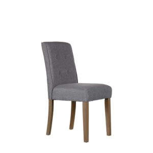 Sillas hostelería | Silla de madera maciza con asiento y respaldo tapizado en textil. Respaldo detalle botones estilo capitone color Gris | Silla de madera | Sillas hostelería | Sillas y sillones tapizadas para interior | Mobiliario para hostelería