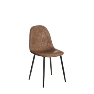 Sillas hostelería | Silla de hierro con carcasa tapizada en polipiel color Marrón | Silla de hierro | Sillas hostelería | Sillas y sillones tapizadas para interior | Mobiliario para hostelería