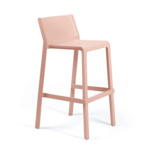 Taburetes de exterior para hostelería | Taburetes monobloque | Taburete alto de polipropileno, color rosa | Sillones monoblock | Moinde