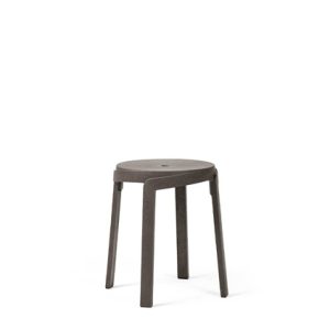 Taburetes de exterior para hostelería | Taburetes monobloque | Taburete bajo de polipropileno, color Terra | Taburetes hostelería | Muebles de hostelería