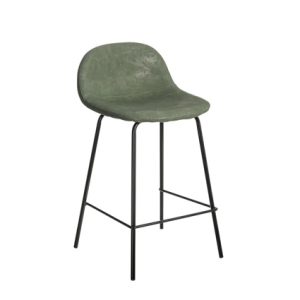 Taburete medio de hierro con carcasa tapizada en polipiel color verde | Taburetes de interior para hostelería | Taburetes tapizados | Taburete medio de hierro | Mobiliario para hostelería Moinde