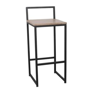 Taburetes de hostelería para interiores | Taburete de hierro | Taburete alto de hierro, Asiento de madera maciza color Natural | Taburetes de metal para interior | Taburetes hostelería | Muebles de hostelería