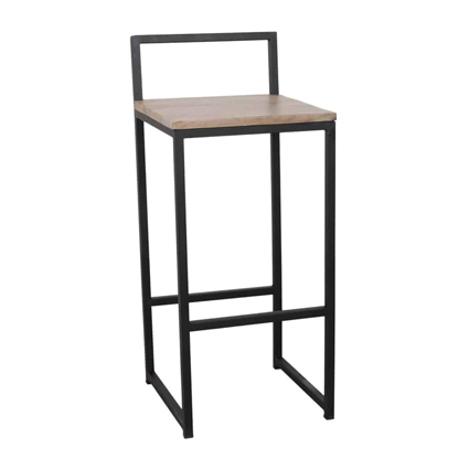 Taburetes de hostelería para interiores | Taburete de hierro | Taburete alto de hierro, Asiento de madera maciza color Natural | Taburetes de metal para interior | Taburetes hostelería | Muebles de hostelería