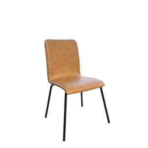 Sillas hostelería | Silla de hierro con carcasa tapizada en polipiel color Marrón | Sillas de hierro | Sillas restaurantes | Sillas y sillones tapizados para interior | Mobiliario para hostelería