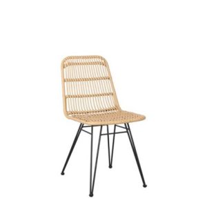 Sillas hostelería | Silla de hierro con carcasa de médula sintética color Marrón | Sillas de de rattan | Sillas restaurantes | Sillas y sillones de rattan para interior| Mobiliario para hostelería