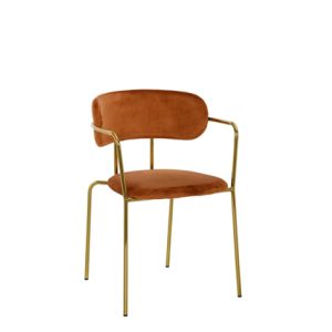 Sillas hostelería | Silla de hierro con asiento y respaldo tapizado en textil color Marrón | Sillas de hierro | Sillas restaurantes | Sillas y sillones tapizados para interior | Mobiliario para hostelería