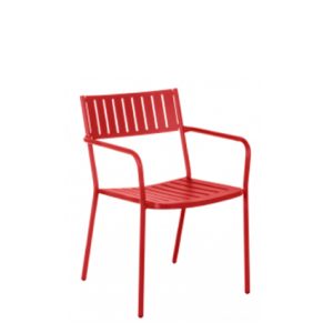 Sillones hostelería | Sillón de hierro, Asiento y respaldo chapa hierro troquelado color Rojo | Muebles de hostelería