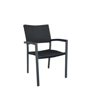 Sillones hostelería | Sillón de aluminio, Asiento y respaldo de médula color Negro | Mobiliario hostelería | Moinde