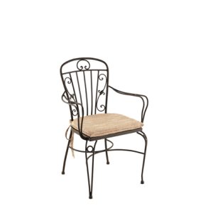 Sillón de hierro, Trenzado metálico para cojín. Cojín no incluido | Sillón para hostelería | Sillón de madera | Sillón para exterior | Moinde