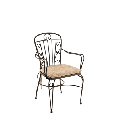 Sillón de hierro, Trenzado metálico para cojín. Cojín no incluido | Sillón para hostelería | Sillón de madera | Sillón para exterior | Moinde