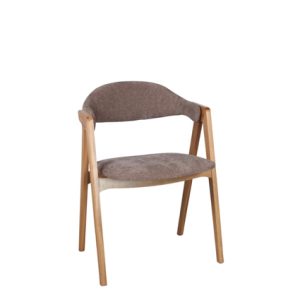 Sillón de madera, Asiento y respaldo tapizados en textil color Marrón| Sillón para hostelería | Sillón de hierro | Sillón para interior | Moinde
