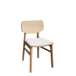 Silla de madera, asiento tapizado en textil color crudo | mobiliario hostelería | silla de madera para interior | Moinde | Muebles para restaurante