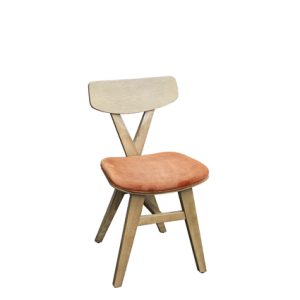 Silla de madera con asiento tapizado en textil color Naranja | sillones tapizados para interior | sillas restaurantes | sillas de madera