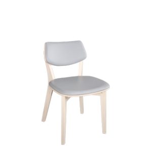 Silla de madera con asiento y respaldo tapizado en polipiel color Gris | sillones tapizados para interior | sillas restaurantes | sillas de madera
