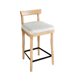 Taburete medio de madera con Asiento tapizado en textil color Gris| taburete para restaurante | mobiliario hostelería | Moinde | Taburetes para interior